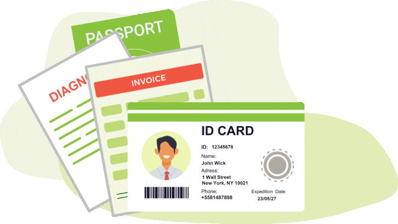 ID cards,invoices,passports and diagnosis
